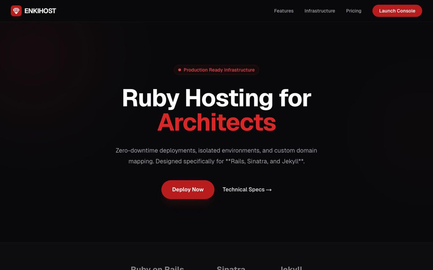 Enkihost | Ruby on Rails, Sinatra & Jekyll Hosting — screenshot