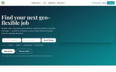 EnRoute Jobs | Remote, Visa-Sponsored & Seasonal Jobs — screenshot