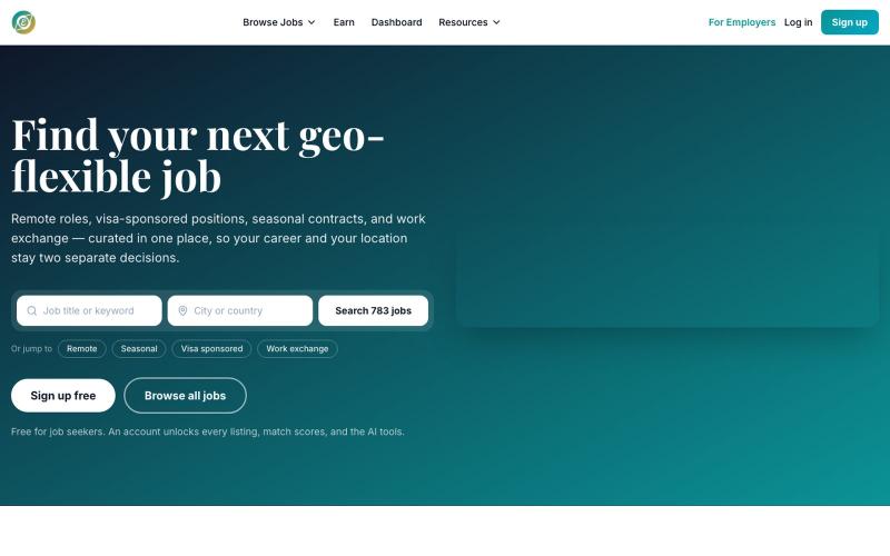 EnRoute Jobs | Remote, Visa-Sponsored & Seasonal Jobs — screenshot