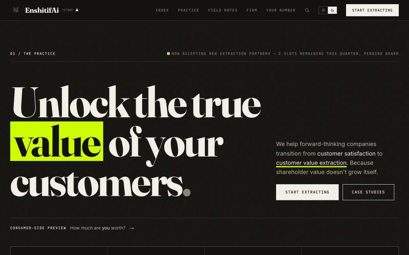 EnshitifAi | Customer Value Extraction Consulting — screenshot