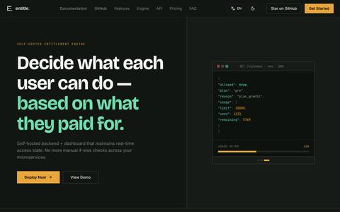 Entitle — The Dev-First Entitlement Engine — screenshot