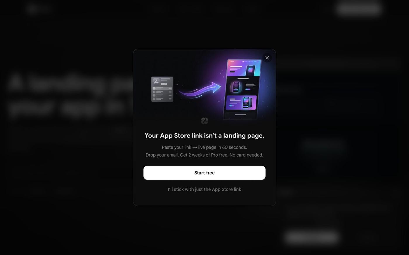 App Landing Page Generator | Create in 60 Seconds — screenshot