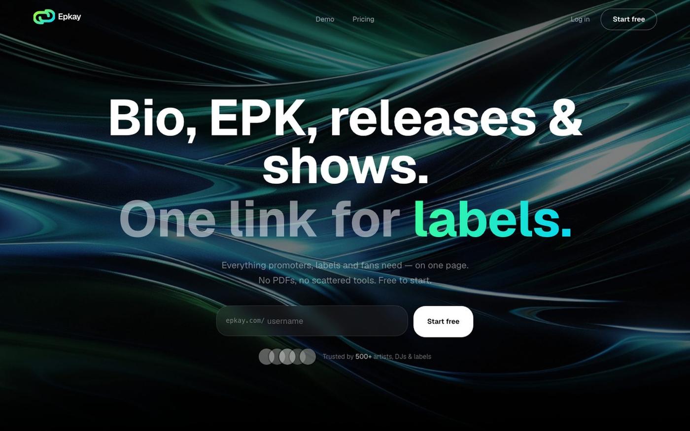 Epkay — Link in Bio & EPK for Musicians — screenshot