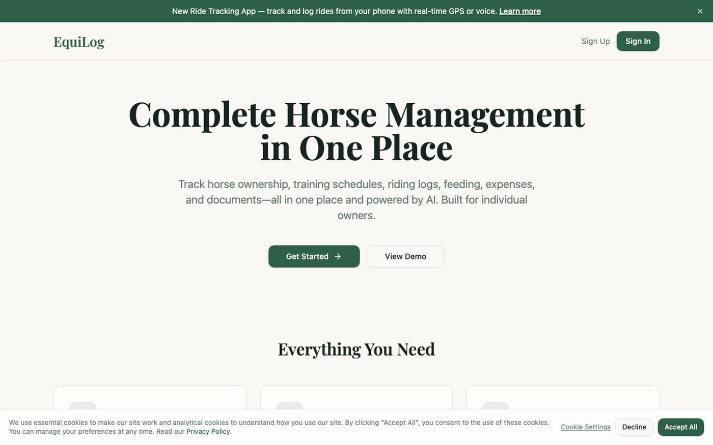 EquiLog App — screenshot