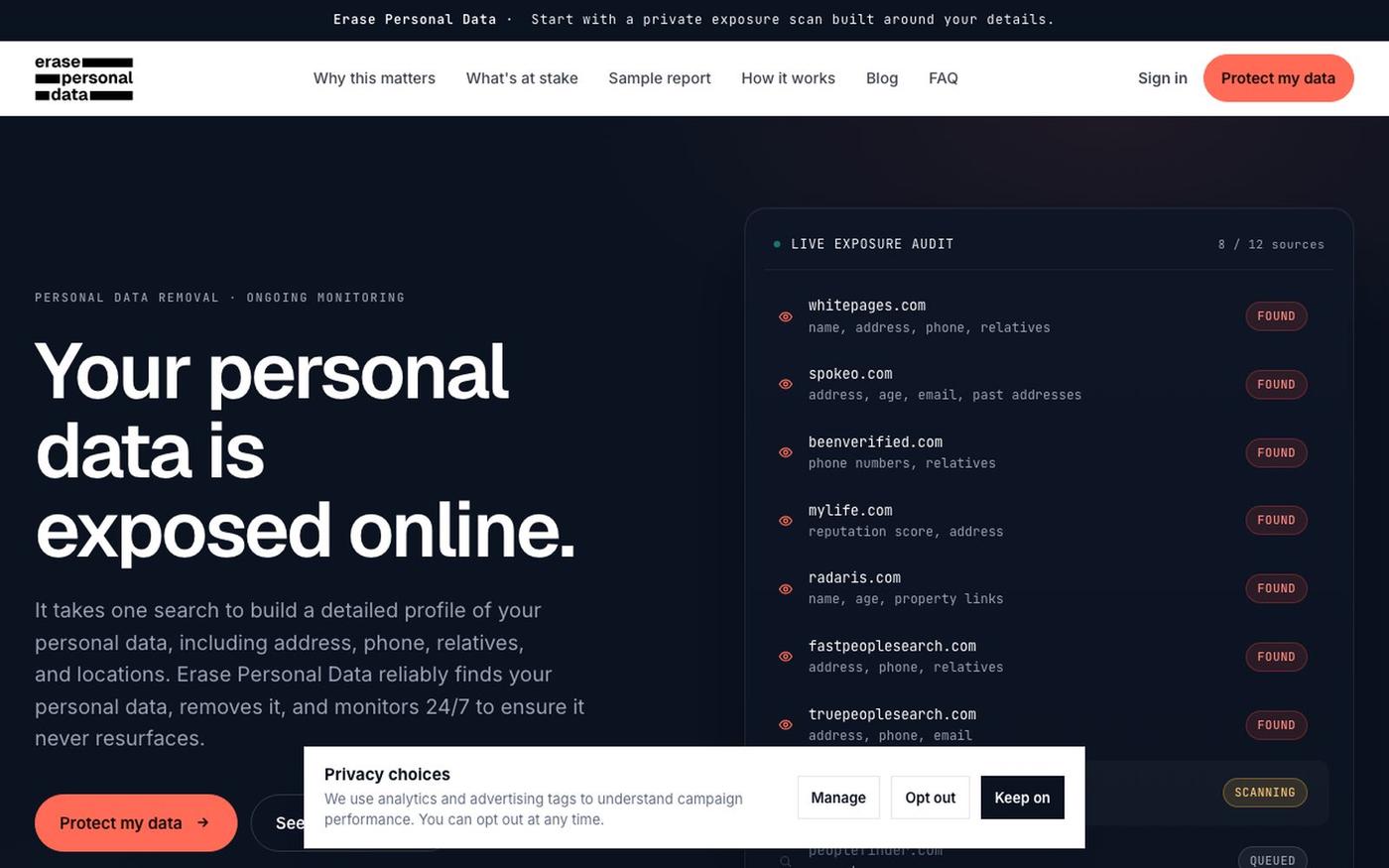 Erase Personal Data - See what strangers can see — screenshot