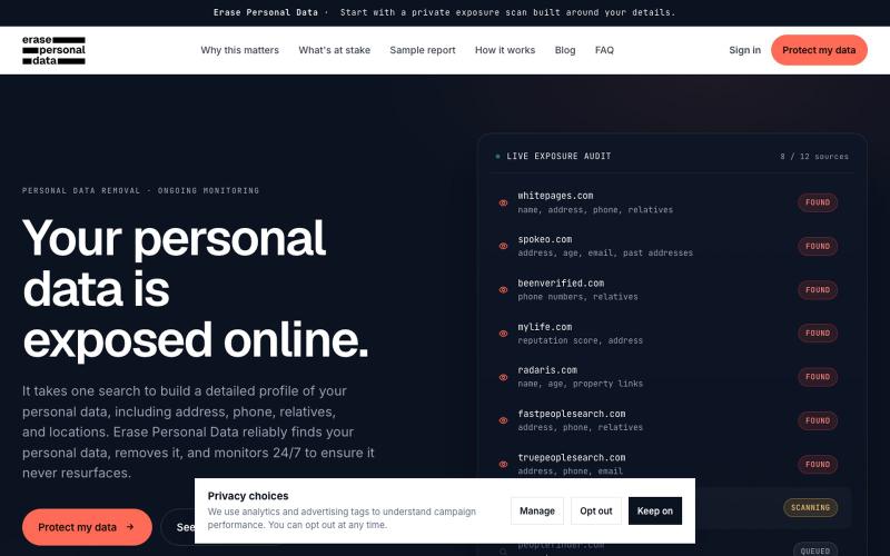 Erase Personal Data - See what strangers can see — screenshot