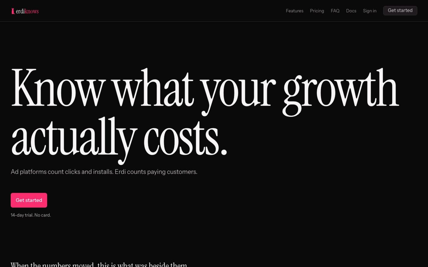 ErdiKnows — Know what your growth actually costs. — screenshot
