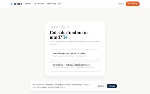 Trip planner · Escapo — screenshot