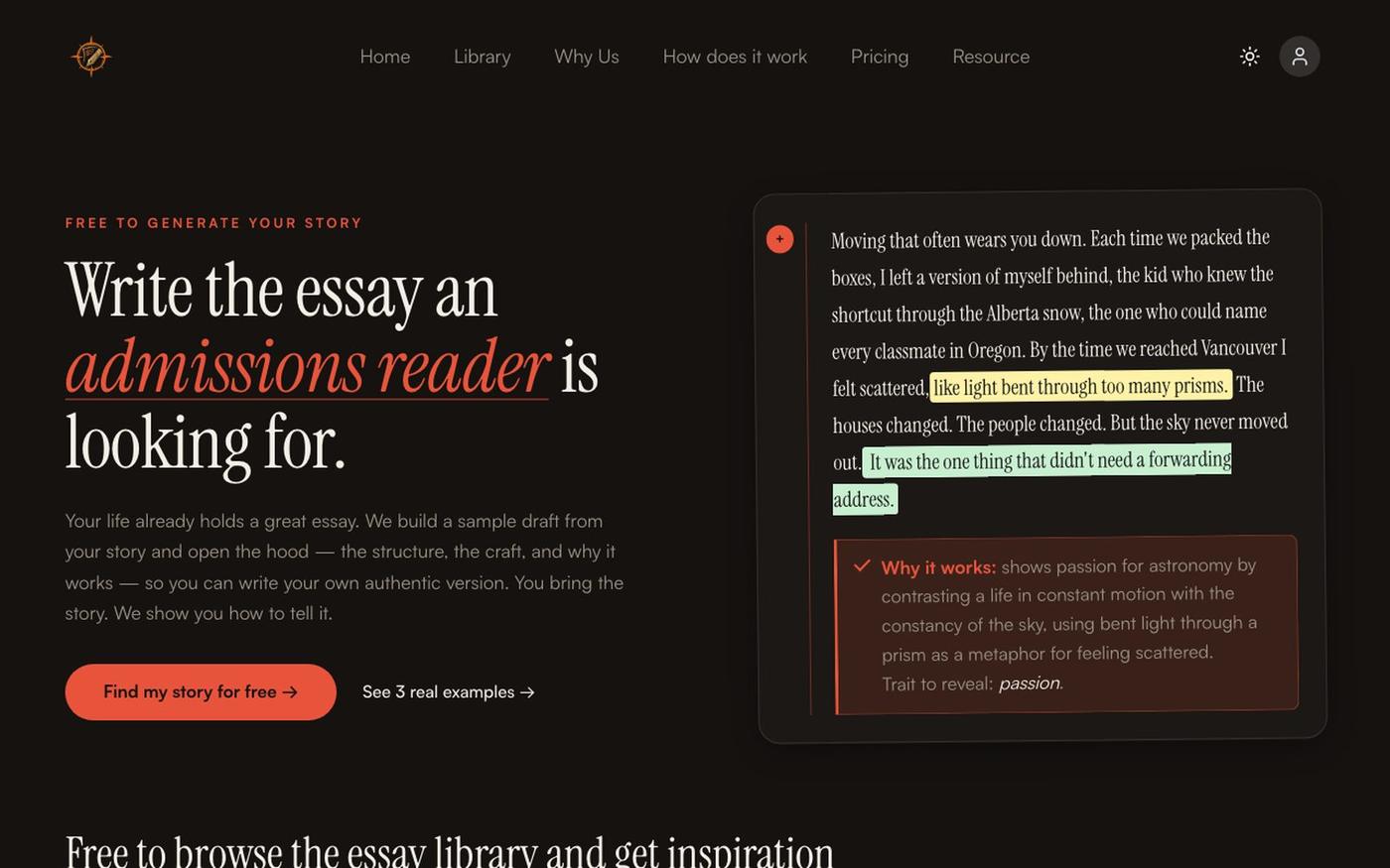 EssayCompass — AI College Application Essay Coach — screenshot
