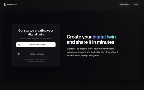 essora.ai | Your digital twin, always on — screenshot