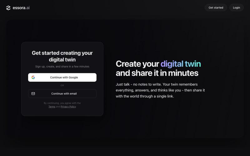essora.ai | Your digital twin, always on — screenshot