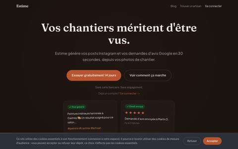 Estime — L'app Instagram et avis Google pour artisans BTP — screenshot