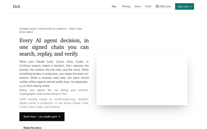 Etch : Trace, Replay, and Verify Every AI Agent Decision — screenshot