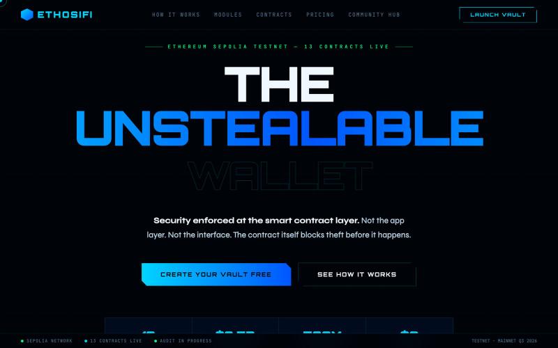 EthosiFi Vault — The Unstealable Wallet — screenshot