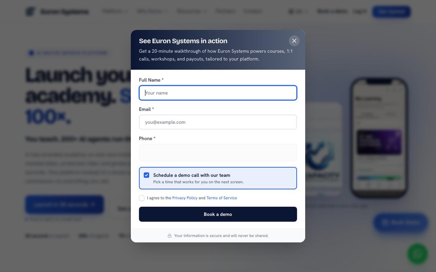 Euron Systems: LMS & AI Course Builder to Launch Your EdTech Platform — screenshot