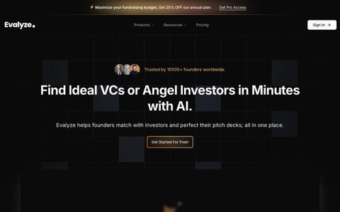 Evalyze: AI Investor Matching + Pitch Deck Analysis — screenshot