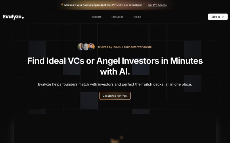 Evalyze: AI Investor Matching + Pitch Deck Analysis — screenshot