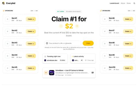 Everybid · The Public Pay-to-Rank Leaderboard — screenshot
