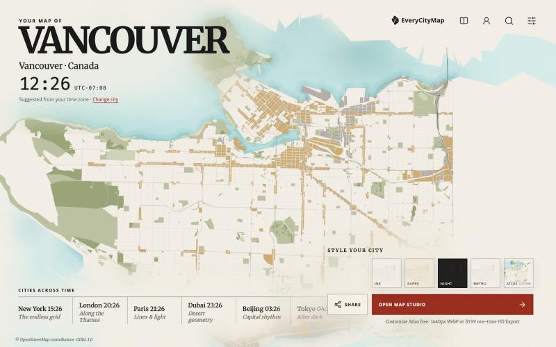 Custom City Map Maker · EveryCityMap — screenshot