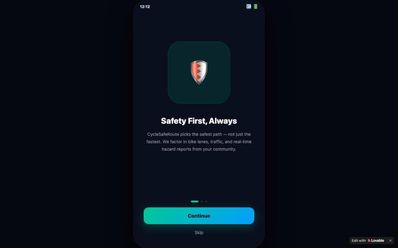 CycleSafeRoute — Bike safer, not just faster — screenshot