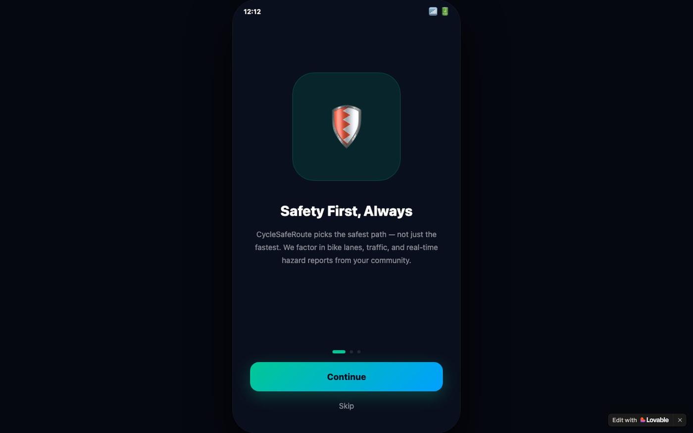 CycleSafeRoute — Bike safer, not just faster — screenshot