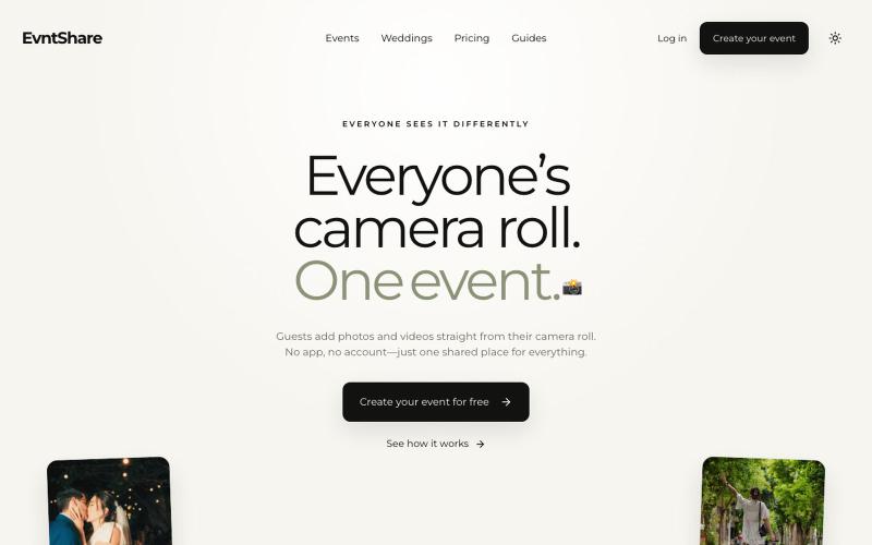 EvntShare — QR Code Photo Sharing for Weddings & Events — screenshot