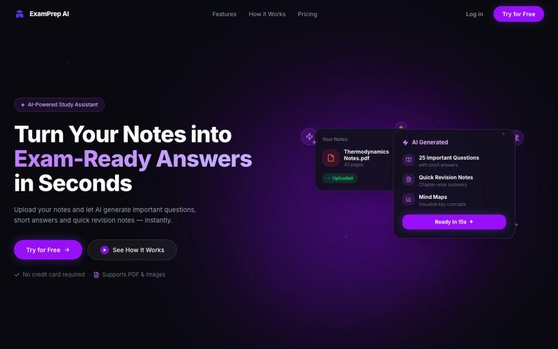 ExamPrepAI — Turn Notes into Exam-Ready Answers — screenshot