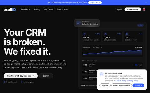Exeltiq — CRM for Gyms, Clinics & Sports Clubs in Cyprus — screenshot
