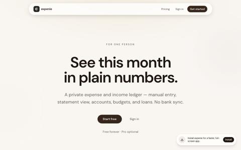 expenie — Your money, quietly tracked — screenshot
