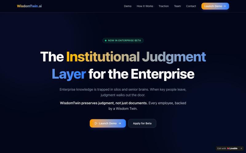 WisdomTwin.ai — The Institutional Judgment Layer for the Enterprise — screenshot