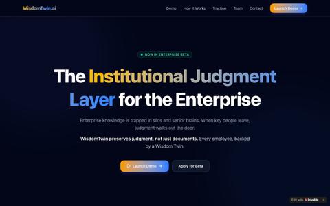 WisdomTwin.ai — The Institutional Judgment Layer for the Enterprise — screenshot