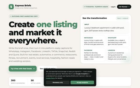 Express Briefs — Create Once, Market Everywhere — screenshot