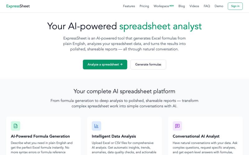 ExpressSheet — AI Excel & Google Sheets Formulas & Analysis — screenshot