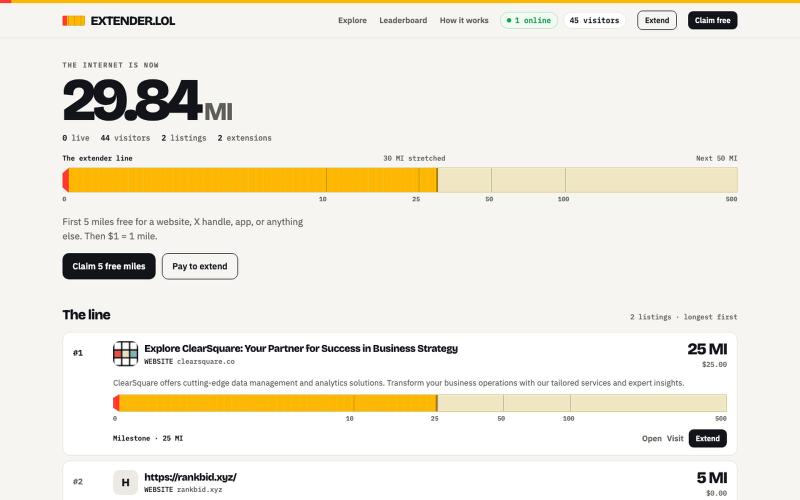 Extender.lol — How long is your website? — screenshot