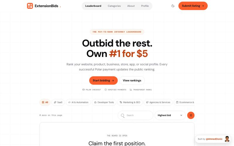 ExtensionBids — Bid for the top spot — screenshot