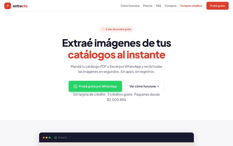 Extracto — Extraé imágenes de tus catálogos por WhatsApp — screenshot