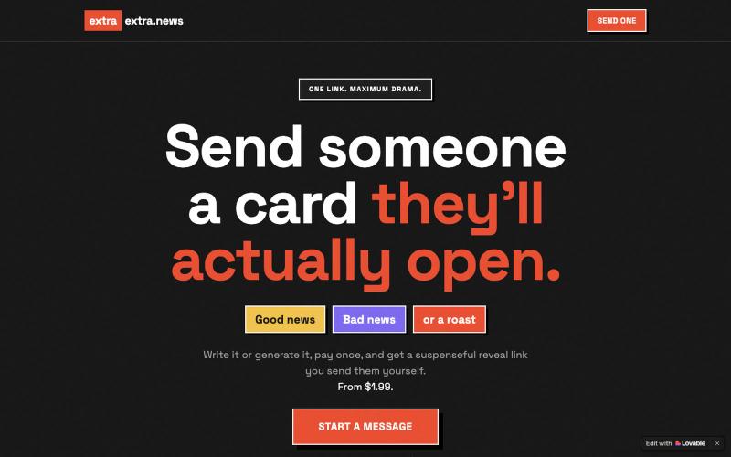 extraextra.news — Good News, Bad News & Roasts — screenshot