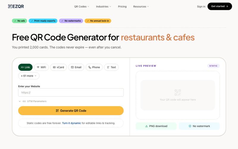 Best Free QR Code Generator — No Expiration, No Watermarks — screenshot