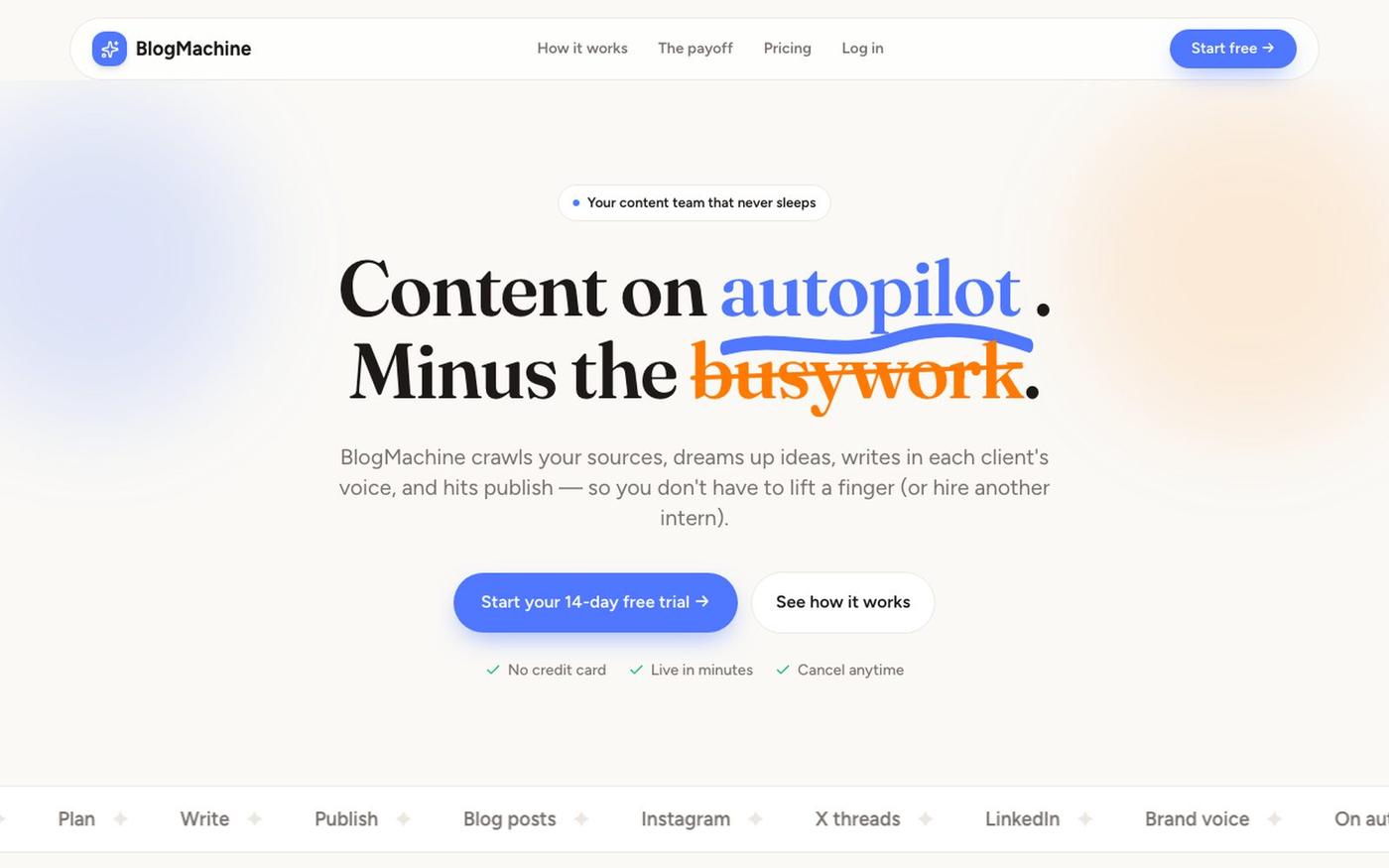 BlogMachine — Automated Content for Marketing Agencies — screenshot