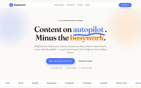 BlogMachine — Automated Content for Marketing Agencies — screenshot