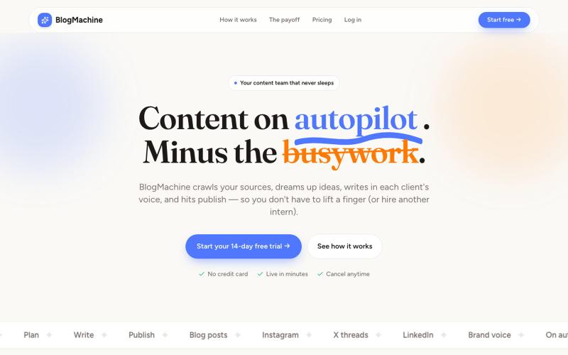 BlogMachine — Automated Content for Marketing Agencies — screenshot