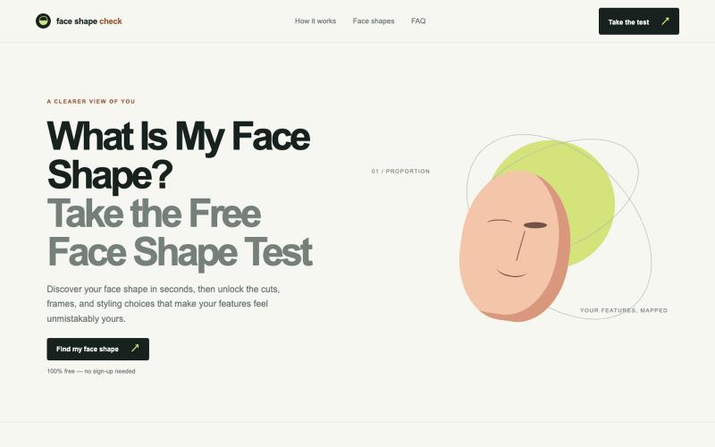 What Is My Face Shape? Free AI Face Shape Test & Detector — screenshot