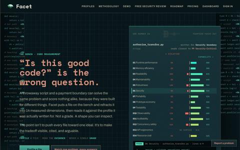 Facet - A measurement bench for code — screenshot