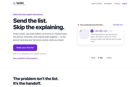 Facilist — photo & voice lists that explain themselves — screenshot