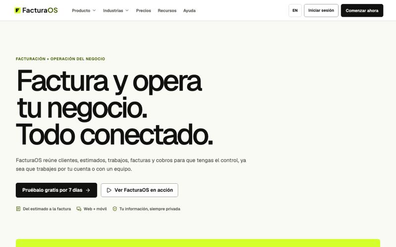 Facturación y operaciones para negocios de servicios — screenshot