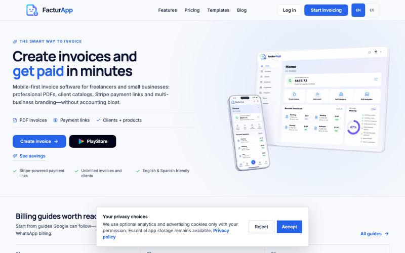 Invoice Software for Freelancers and Small Businesses — screenshot