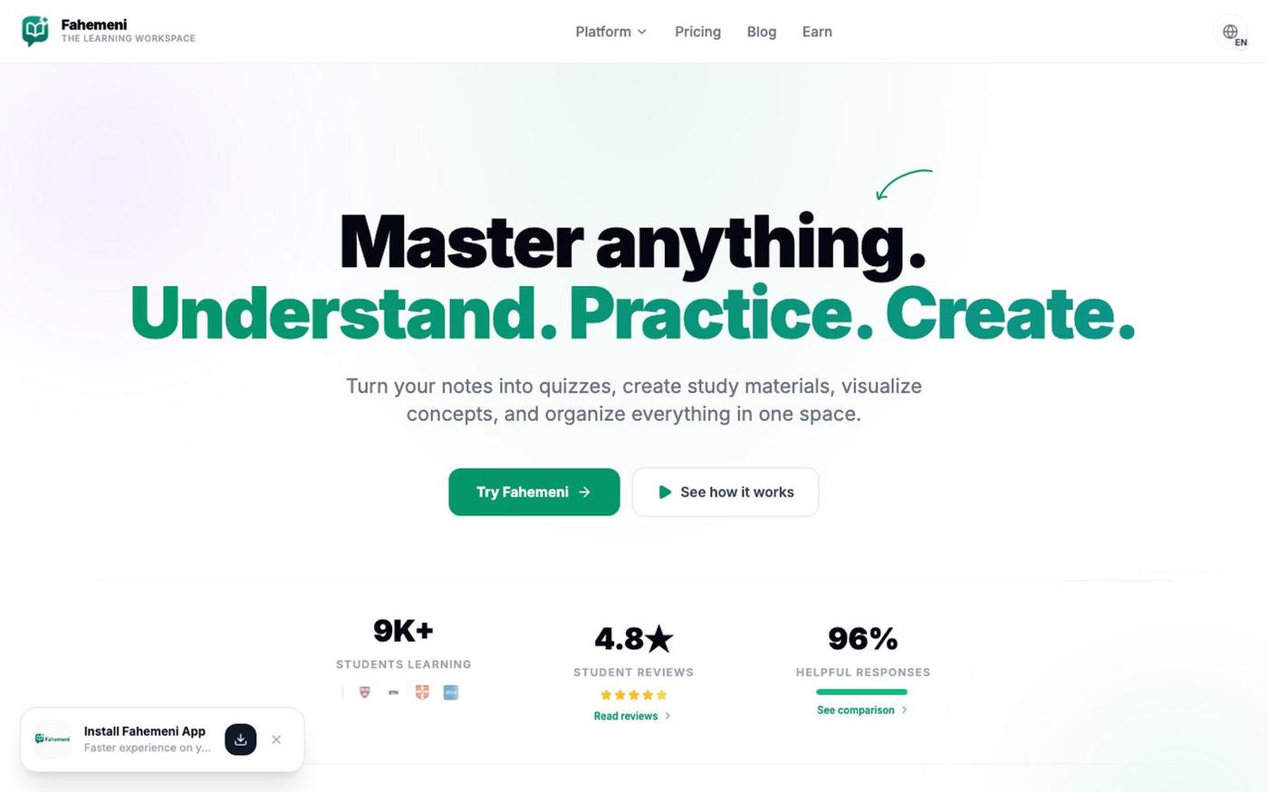 Fahemeni | Learn Smarter with AI — screenshot