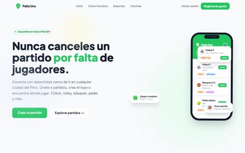 FaltaUno.pe — Encuentra tu partido en Perú — screenshot