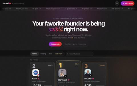 famed.lol — the internet leaderboard — screenshot