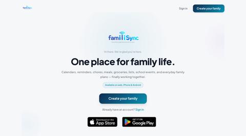 familiSync — Family calendars, school events, meals & reminders in one app — screenshot